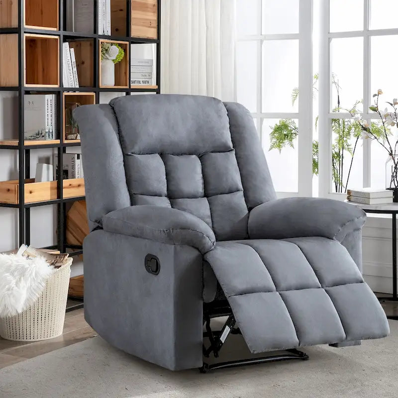 Soft Padded Manual Recliner Chair with Footrest and Cushioned Arms