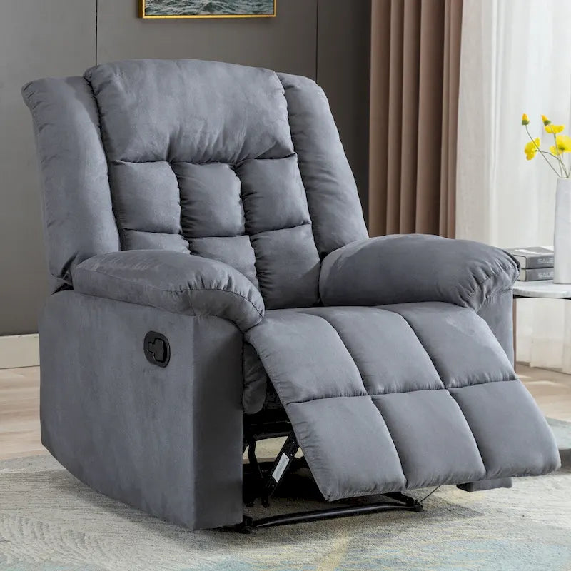 Soft Padded Manual Recliner Chair with Footrest and Cushioned Arms