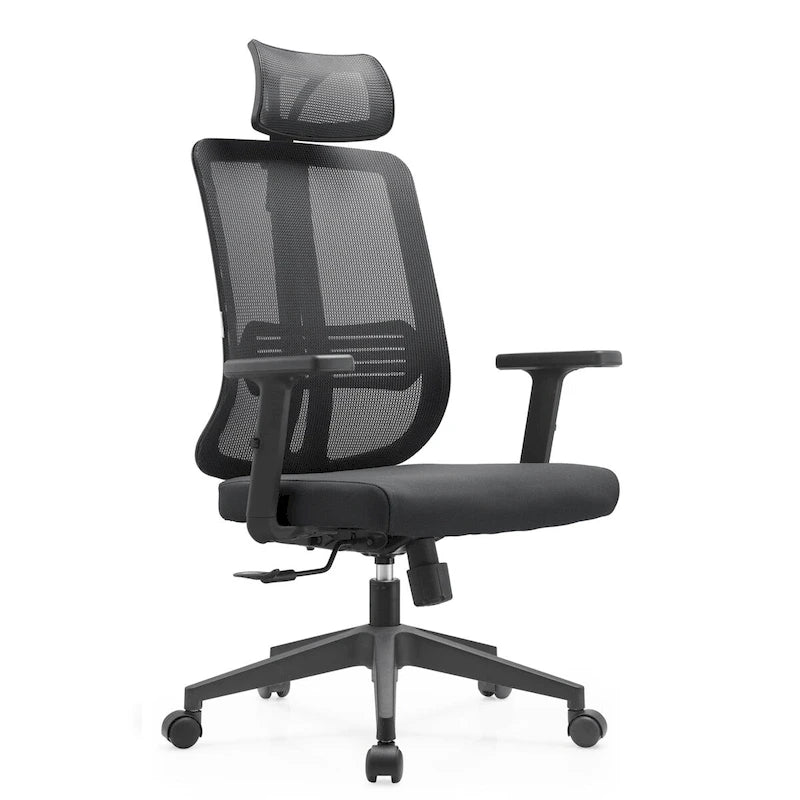 Chaise de bureau moderne réglable en maille avec appuie-tête et assise rembourrée