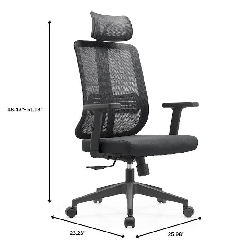 Chaise de bureau moderne réglable en maille avec appuie-tête et assise rembourrée