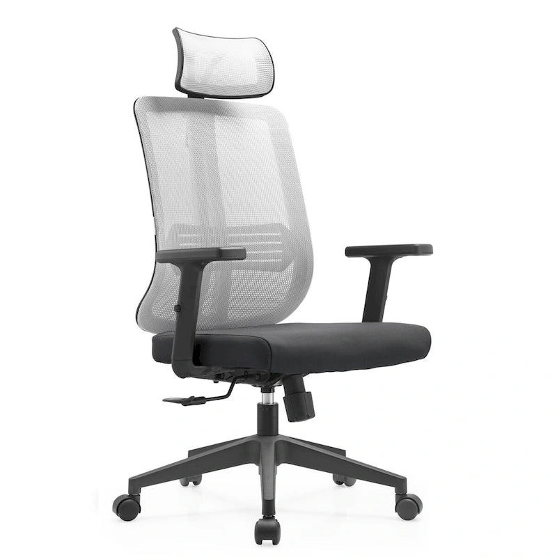 Chaise de bureau moderne réglable en maille avec appuie-tête et assise rembourrée