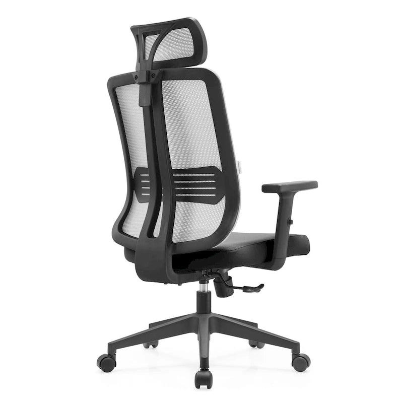 Chaise de bureau moderne réglable en maille avec appuie-tête et assise rembourrée