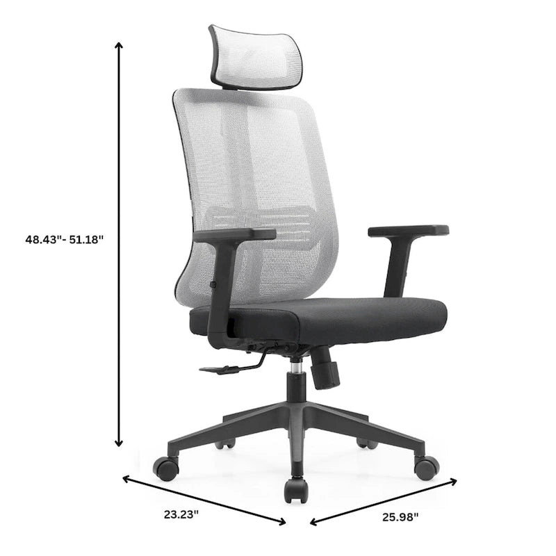 Chaise de bureau moderne réglable en maille avec appuie-tête et assise rembourrée