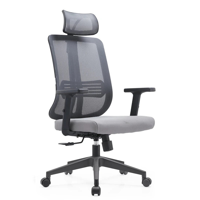 Chaise de bureau moderne réglable en maille avec appuie-tête et assise rembourrée