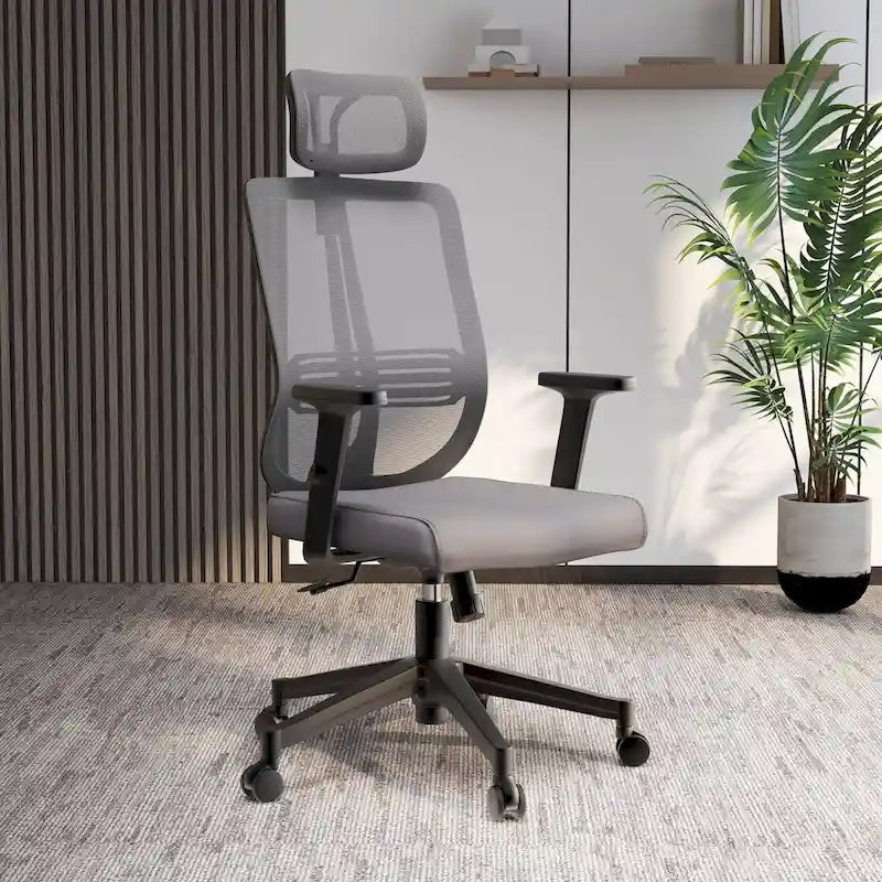 Chaise de bureau moderne réglable en maille avec appuie-tête et assise rembourrée