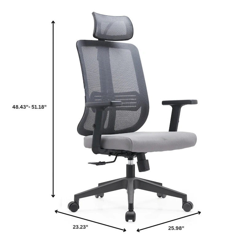 Chaise de bureau moderne réglable en maille avec appuie-tête et assise rembourrée