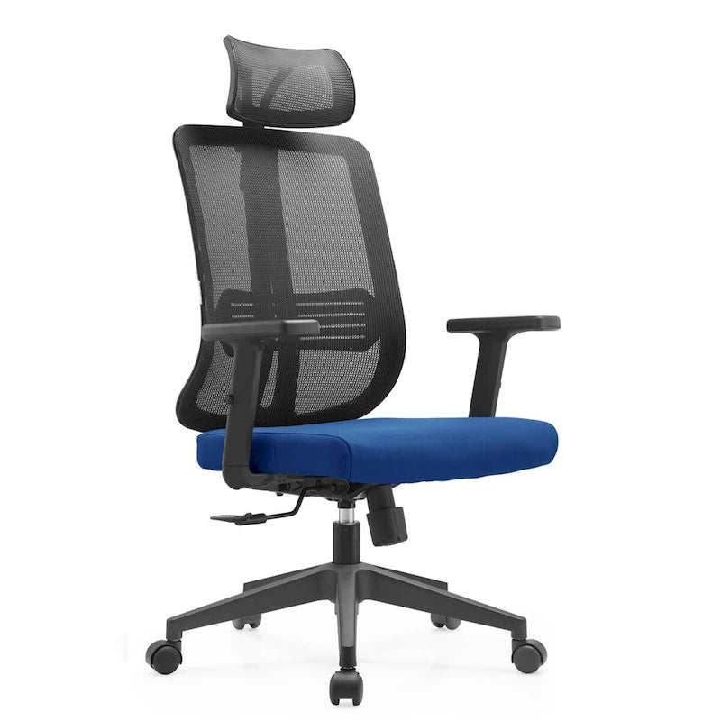 Chaise de bureau moderne réglable en maille avec appuie-tête et assise rembourrée