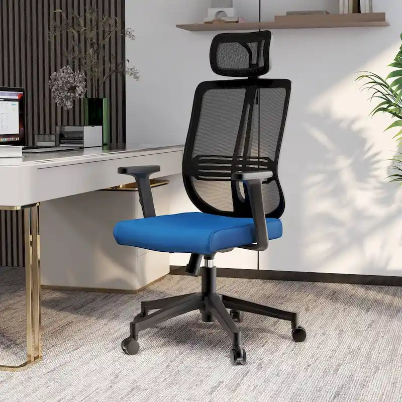 Modern Adjustable Mesh Office Chair with Headrest and Padded Seat