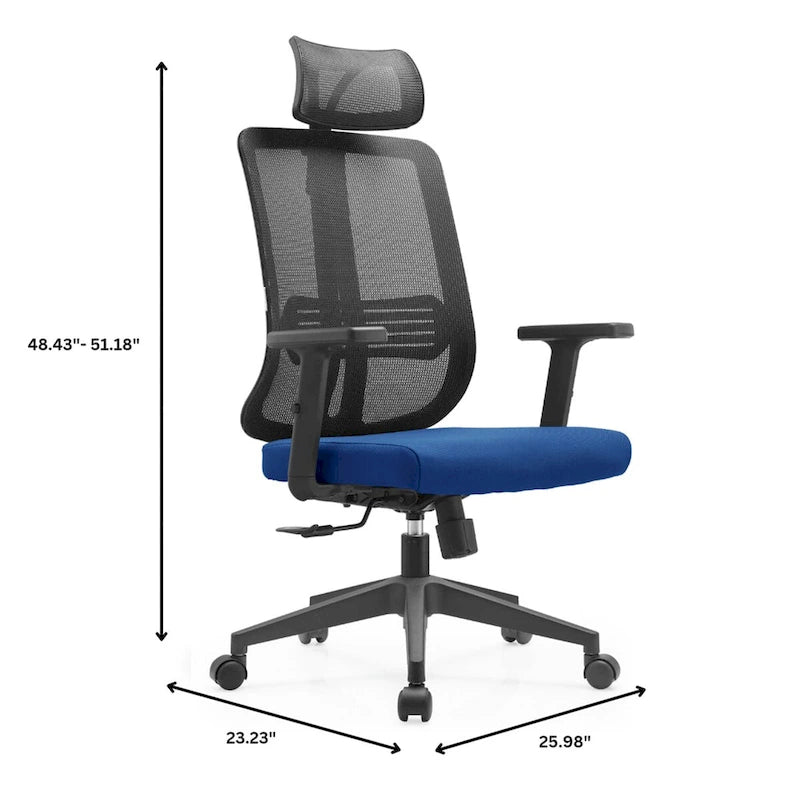 Chaise de bureau moderne réglable en maille avec appuie-tête et assise rembourrée