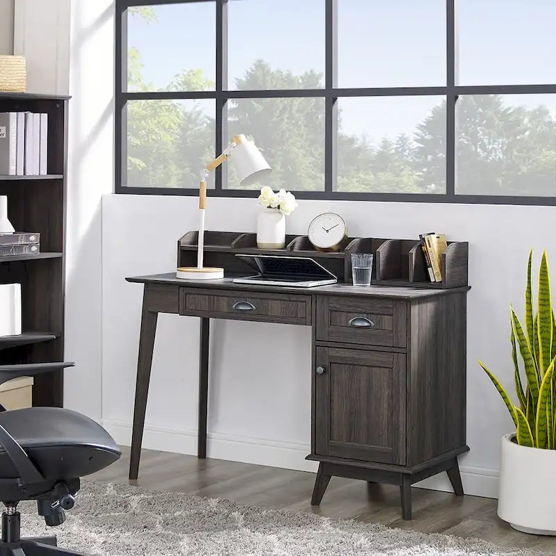 Caffoz Newport Series Computer Desk with Hutch Home Office Writing Desk, Wood Workstation w/Shelves, Study Desk for Small Spaces