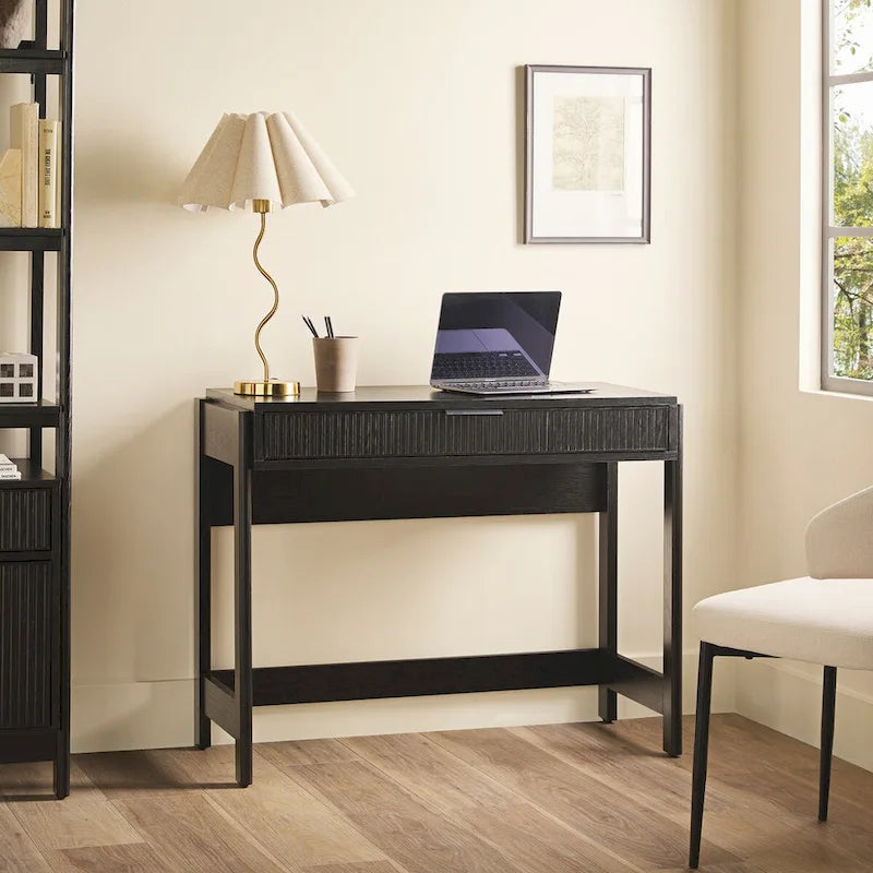 Bureau d’écriture moderne cannelé avec tiroir de rangement pour bureau à domicile