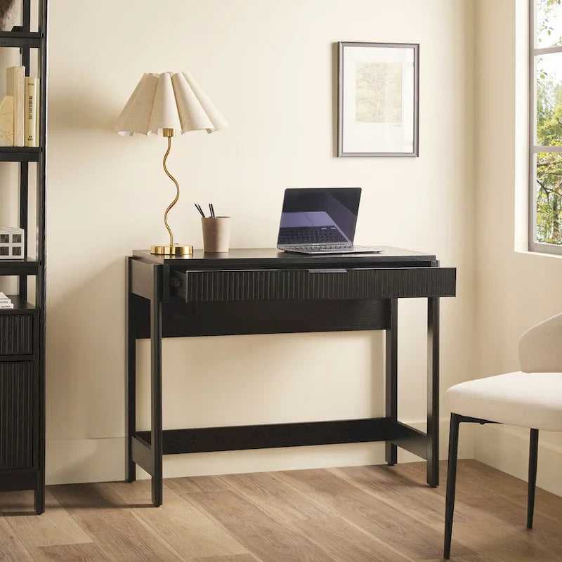 Bureau d’écriture moderne cannelé avec tiroir de rangement pour bureau à domicile