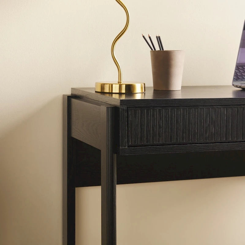 Bureau d’écriture moderne cannelé avec tiroir de rangement pour bureau à domicile