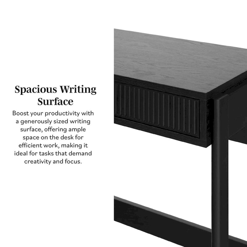 Bureau d’écriture moderne cannelé avec tiroir de rangement pour bureau à domicile