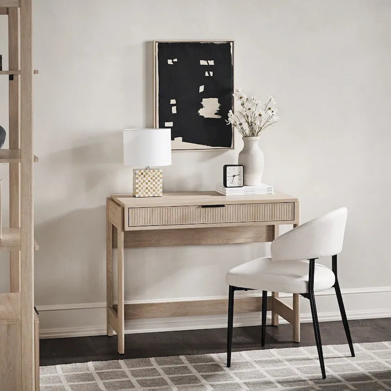 Bureau d’écriture moderne cannelé avec tiroir de rangement pour bureau à domicile