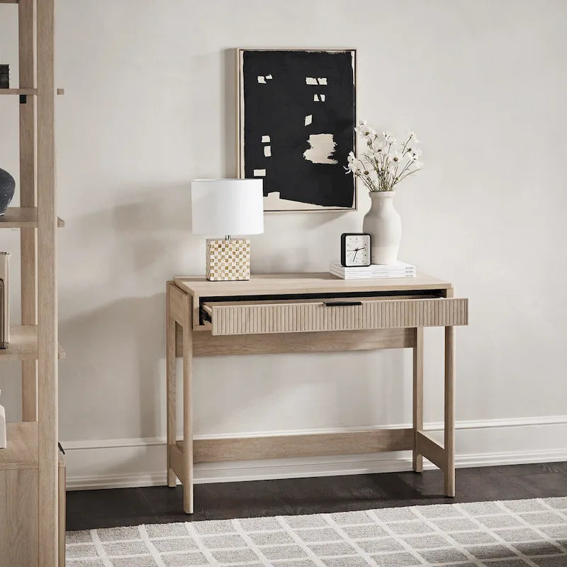 Bureau d’écriture moderne cannelé avec tiroir de rangement pour bureau à domicile