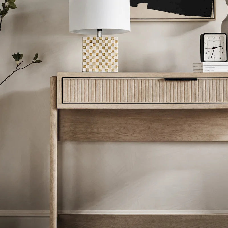 Bureau d’écriture moderne cannelé avec tiroir de rangement pour bureau à domicile