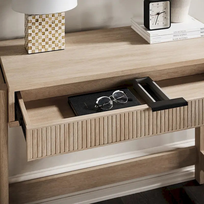 Bureau d’écriture moderne cannelé avec tiroir de rangement pour bureau à domicile