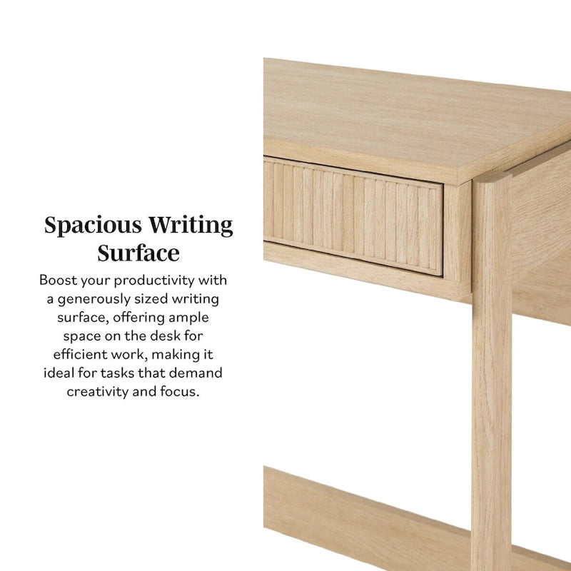 Bureau d’écriture moderne cannelé avec tiroir de rangement pour bureau à domicile