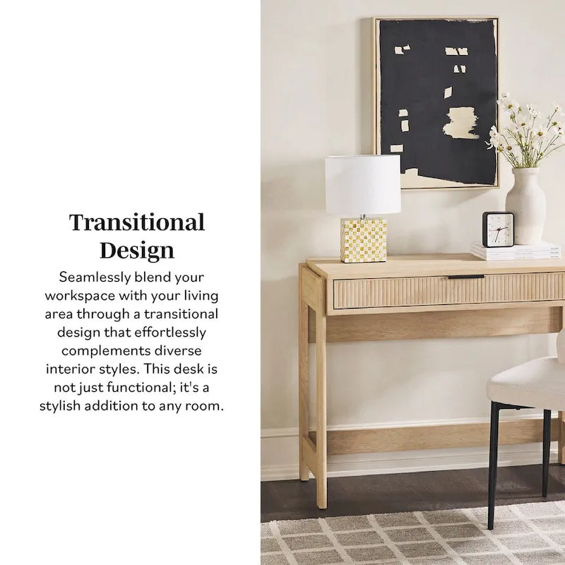 Bureau d’écriture moderne cannelé avec tiroir de rangement pour bureau à domicile