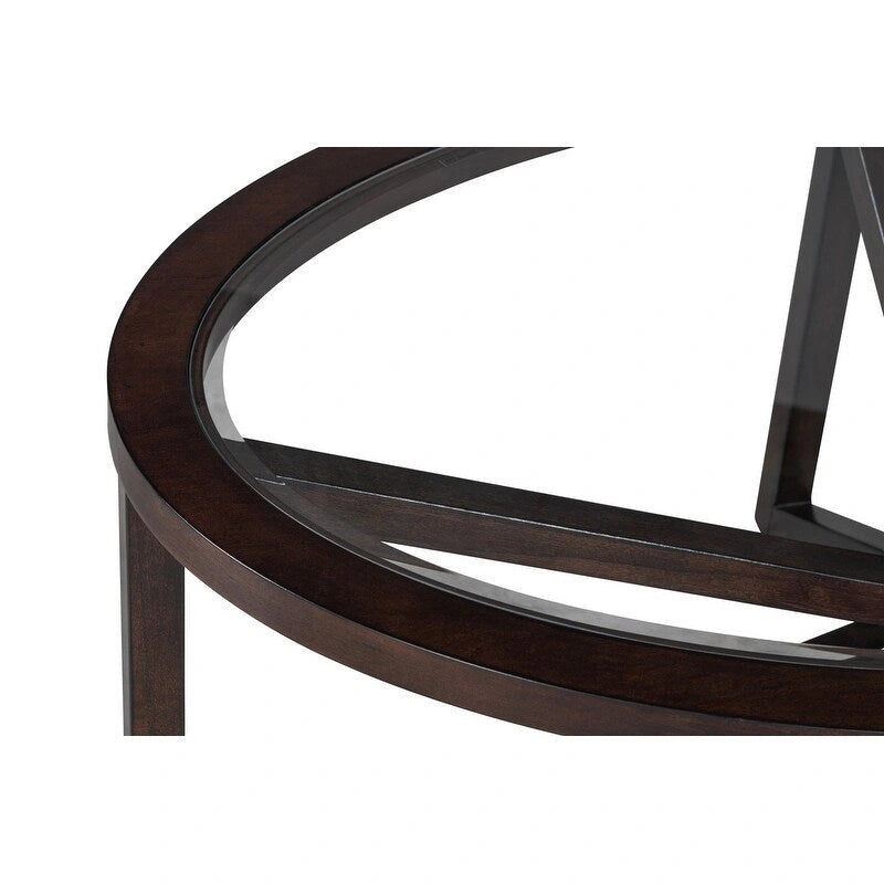 Modern Glass Coffee Table X-Cross Solid Wood Base End Table