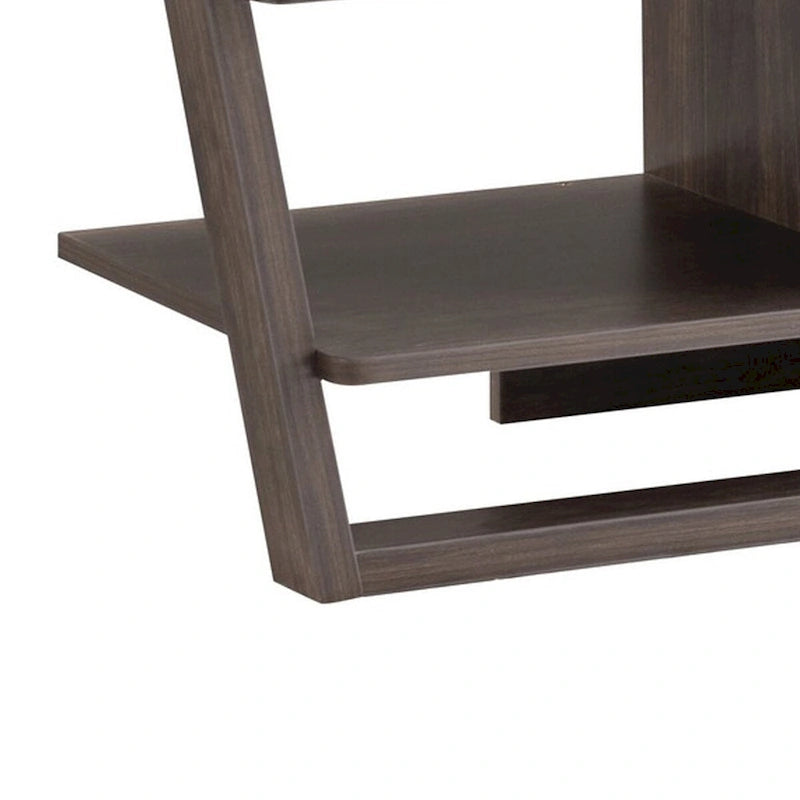 60 Inch TV Media Entertainment Console, 4 Floating Shelves, 2 Drawer, Brown