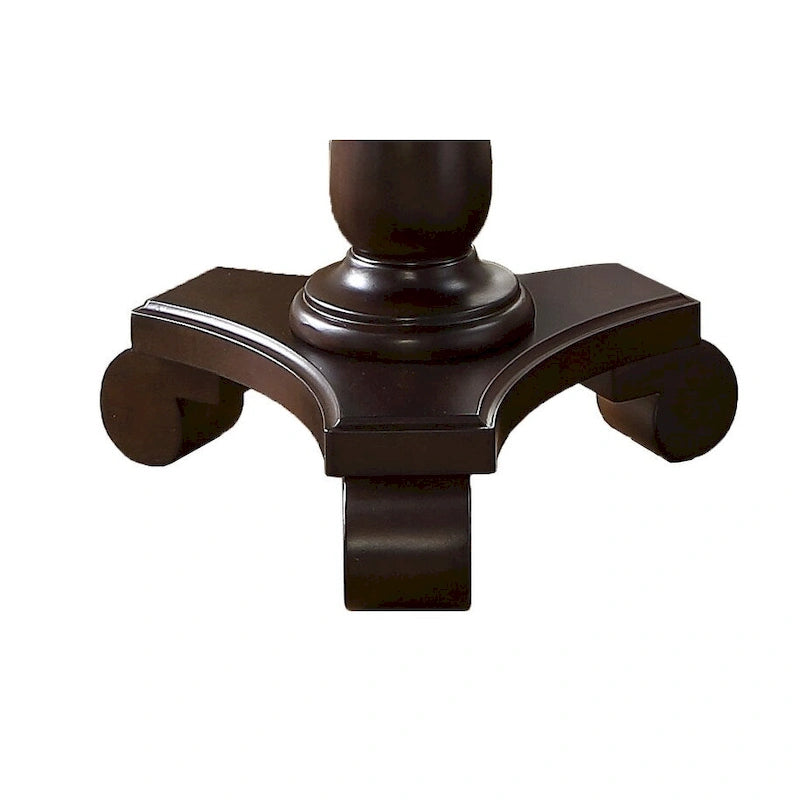 Espresso Round Wood Pedestal Side Table with Scrolled Legs