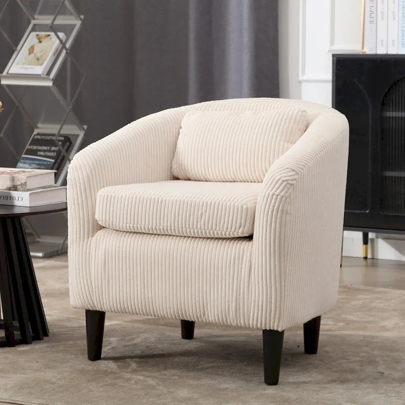 Corduroy Upholstered Century Modern Style Wooden Frame Single Armchair