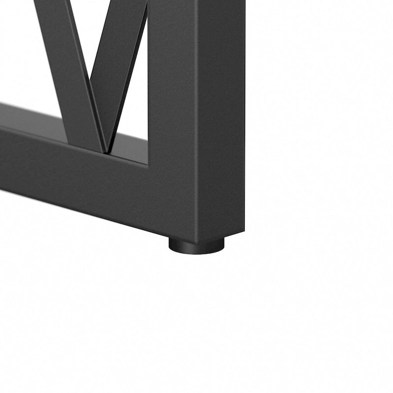 Rustic Gray Writing Desk with Black Metal Diamond Lattice Frame